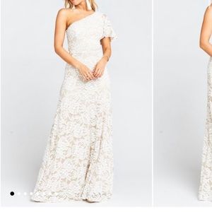 Show Me Your Mumu Portia One Shoulder Maxi - Lace Bridesmaid Dress - Medium NWT